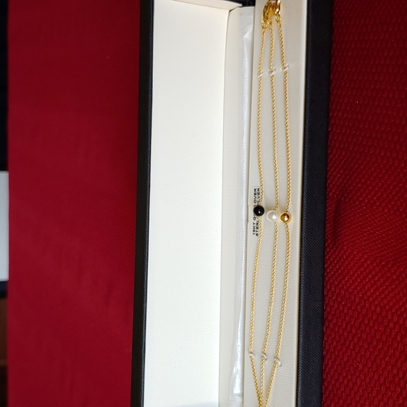 Set of 3 18k gold over silver bracelets w/beads - Picture 2 of 3